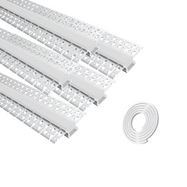 Besseto Plaster-in LED Channel 5Pack 1M/3.3ft,Bendable Drywall LED Strip Light Aluminum Channel,Flexible Curved Aluminum LED Channel for Wall and Ceiling with Long Silicone Diffuser