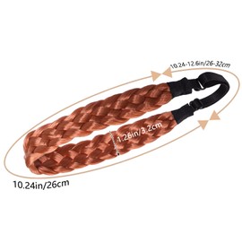 Fumwase 5 Strands Synthetic Braid Headband Stretch Elastic Chunky Wide Plaited Hair Braids Band Braided Headband Braided Hair Headbands for Women Girls (Light Brown)