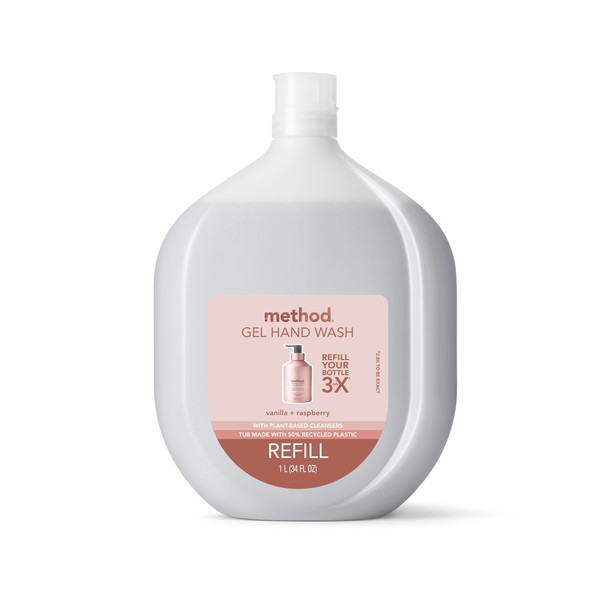 Method Method Gel Hand Soap Refill, Vanilla + Raspberry, Biodegradable