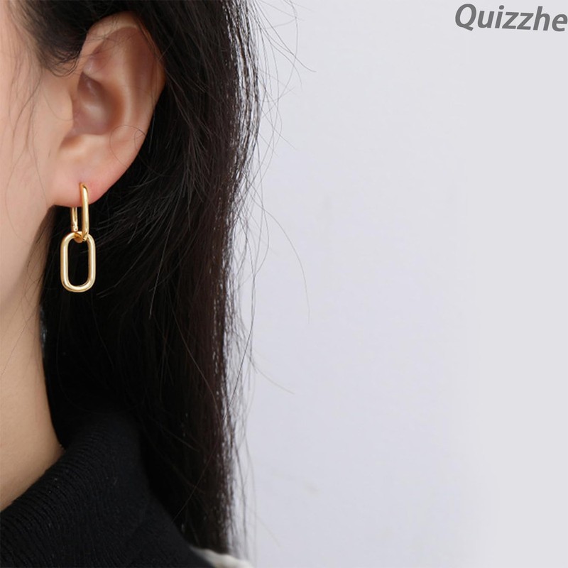 Quizzhe Dainty Paperclip Link Earrings Gold Chunky Chain Link Earrings