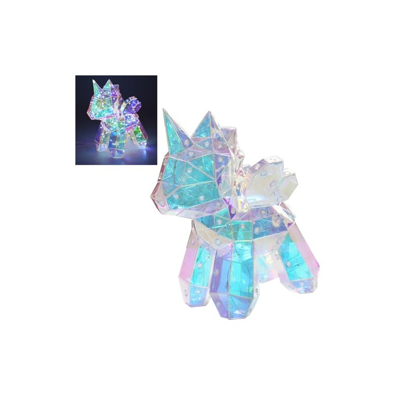 Night Light Unicorn LED Colour Changing Starlightz Holographic Crystal Lamp