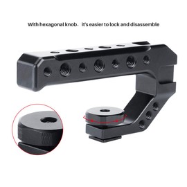 UURig R005 Lightweight Aluminum Alloy Camera Hot Shoe Top Handle Grip, Universal Video Stabilizing Rig With 3 Cold Shoe Adapters to Mount Microphone, LED Light, Monitor, Easy Low Angle Shots.