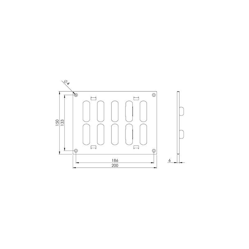200x150mm (8x6") Sliding Grille Made of Sheet Steel – Black