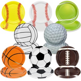 PTECDROTS 40Pcs Sports Birthday Party Plates Decorations 9" Paper Plates Disposable Dinner Birthday Plates Sports Theme Event Game Day Decorations for Kids Men Birthday Party Supplies