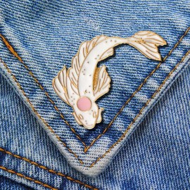 2Pcs coadipress Lovely Fish Brooch Enamel Lapel Brooches Pin Set Cute Cartoon Koi Fish Pins for DIY Backpacks Clothes Bags Jackets Hat Jewelry Accessories Gift (White Pink)