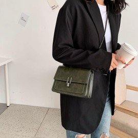 Travistar Crossbody Bag for Women Small - Trendy Leather Cross Body Shoulder Bags Chain Handbags Purse Elegant Satchel Designer Evening Cute Clutch Purses with Adjustable Strap Green