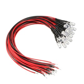 sourcingmap 20Pcs 5mm Pre Wired LED, 7 Colors Change Slow Flashing DC3-6V Clear Lens, Light Emitting Diodes
