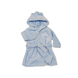 Nursery Time Baby Hooded Fleece Bathrobe Gown with Ears for Boys Girls - 4 Colours, 4 Sizes (UK, Age, 12 Months, 18 Months, Sky)