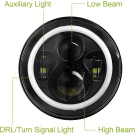 Unbranded Pair For Suzuki Samurai SJ410 DOT 7"inch LED Round Headlights Hi/Lo Beam w/DRL A