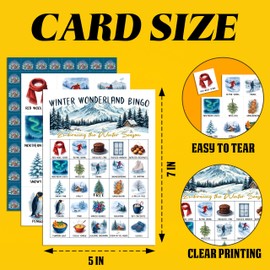 Winter Bingo Game, Winter Wonderland Party Game Cards For Adults, 24 Players Christmas Activities For Family Friends, Large Xmas Holiday Family Party Supplies Favor Decor, (005)