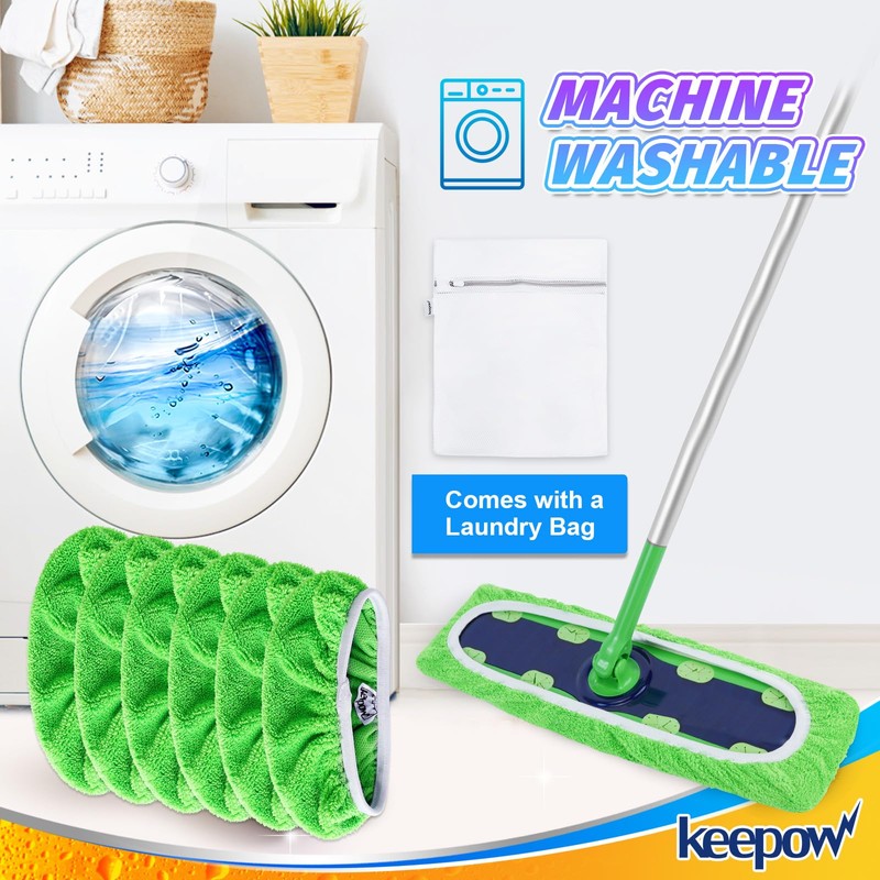 KEEPOW 8 Pack Reusable Mop Refill Pads Replacement Compatible with