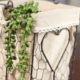 Factory Direct Craft Square Brown Chicken Wire Basket with Natural Linen Liner and Heart Accent in Middle. for Cottage, Coastal or Farmhouse Decor Organizer.
