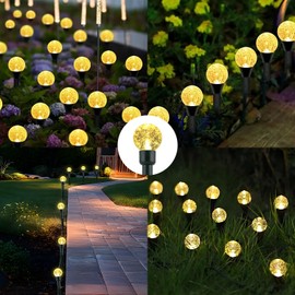 Cnulenzt 12LED Solarlampen für außen, 8 Modi Garten Solarleuchten Aussen, IP44 Wasserdicht Einsteckdesign,für wegeleuchten außen, Gärten, Terrassen(warmWeiß
