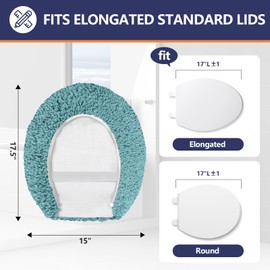 Baahrnom Luxury Soft Microfiber Toilet Lid Cover Machine Washable Solid Toilet Seat Cover 17.5" x 15" Adjustable Rubber Backing Fits Most 16-17.5" L x 14-16" W Round Oblong and Elongated Toilet Seat