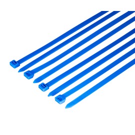 HORZEFIX Cable Ties Pack of 100 Blue Long Stable UV Resistant Universal Ties 2.5/3.6/4.8/7.6 Wide (2.5 x 100 mm)