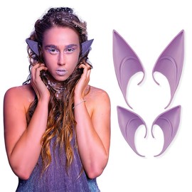 2 Pairs of Soft Elf Ears Latex Elf Ears for Children and Adults, Elf Ears for Elf Cosplay, Carnival, Party Decorations Accessories (Purple)