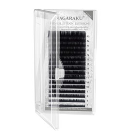 NAGARAKU Eyelash Extensions Individual Mega Volume Lashes Mix Tray Classic Matte Black Natural False Lash 16 Rows (0.20 thickness, D curl Mixed)