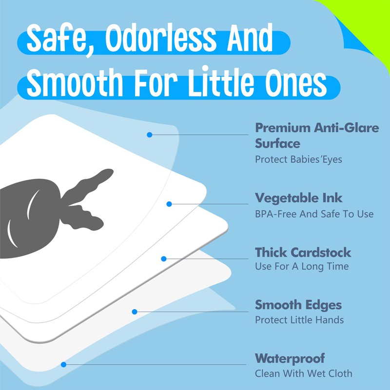 2 PCS Baby Visual Stimulus Cards, Double-Sided High Contrast Black