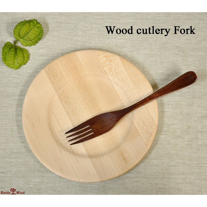 [ratoruuddo] RattleWood Fork Set Wooden Natural Wood Wood Cutlery Pasta