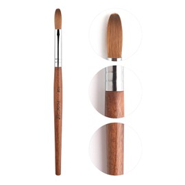 KADS Pure Kolinsky Hair Bristles Acrylic Nail Brush Oval Curled Red Wood Handle Professional Salon Quality (No.10)