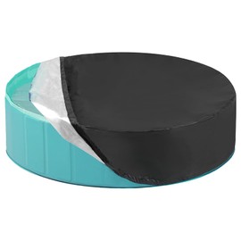 Round Pool Cover for Dog Pool, 160 x 30 cm, Waterproof UV Protection, Children's Pool, Paddling Pool Cover, Foldable Waterproof Dog Pool Cover for Dog Pool, Dog Paddling Pool, Black