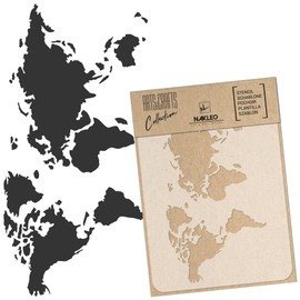 NAKLEO Painting Stencil for Crafts A4 21 x 30 cm, Craft World Map Holiday Pattern, Reusable Plastic DIY & Scrapbooking Drawing Stencil, Decoupage Art Template, Wall Fabric Furniture Wood