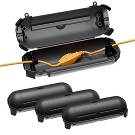 Iwillink 4 Pack Outdoor Extension Cord Safety Cover with Waterproof Seal, Weatherproof Power Cord Cover, Protect Outdoor Outlet, Christmas Holiday Decoration Light - Black