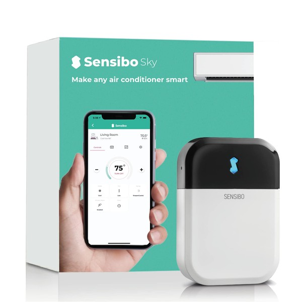 Sensibo Sky, Smart Wireless Air Conditioner Controller. Quick & Easy DIY Installation. Maintains Comfort with Energy Efficient. Automatic Wifi Thermostat Control App. Google, Alexa and Siri Compatible
