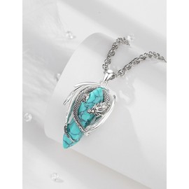 CELESTIA Dragon Necklace Men's with Turquoise Crystal Pendant Necklace Women Medieval Gothic Jewellery Gifts for Him Men Partner Father's Day, copper, Turquoise