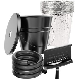 Rear Grease Drainage System for Blackstone Grease Catcher Upgrade, Blackstone Grease Trap Funnel with Grease Gate, Grease Bucket W/Lid, 12 Pack Foil Bucket Liners, Blackstone Griddle Accessories