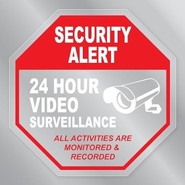 Security Alert 24 Hour Surveillance Front Static Cling by Magnet America is 6" x 6" Made for The Inside of Windows