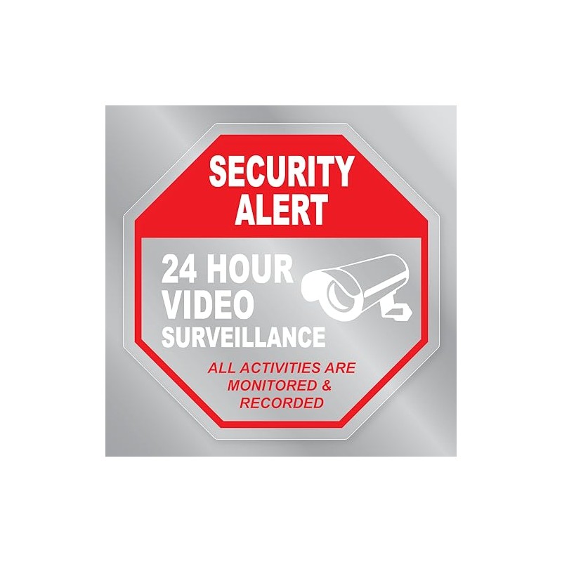 Security Alert 24 Hour Surveillance Front Static Cling by Magnet
