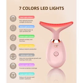 ELISHINE 7 Color Face and Neck Massager Light Therapy, Red Light Based Facial Massager for Skin Care, Firming, Smoothing (Rose Golden)