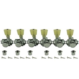 Kluson Revolution Tuners 3x3 No Collar Locking Pearloid button Chrome KEDPNCL3-C
