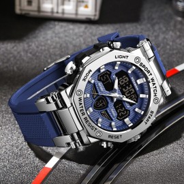 Lige Men's Military Watches Quartz LED Digital Date Waterproof Sport Diver Wristwatch