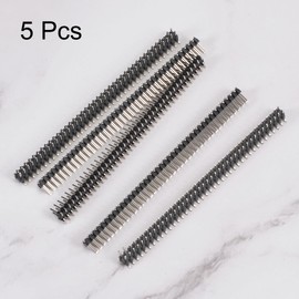 sourcing map Surface Mounted Devices Pin Header 80P 2 Row 2 mm Pitch Silver Tone Pin for Prototyping Pack of 5