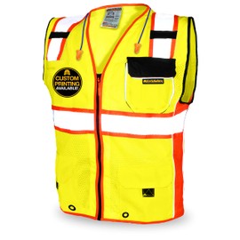 KwikSafety - Charlotte, NC - CLASSIC SUPREME Safety Vest [10 Pockets] Class 2 ANSI OSHA High Visibility Reflective Heavy Duty Mesh Hi Vis Work Gear/Yellow, Black, Orange XL
