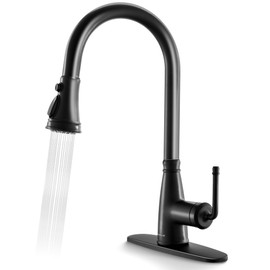 Lavatrum Polished Chrome Antique 17 inch Kitchen Faucet with Pull Out Sprayer, Single Handle Pull Down Kitchen Faucet 3-Function Sprayer