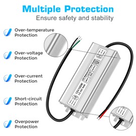 LED Driver 100W 12V Power Supply, Waterproof IP67 100V-260V AC to 12V DC Transformer Adapter, Low Voltage Output for LED Light, Computer Project, and Other 12V DC led Lights