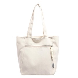 deegbbyi Shopper Tasche Damen, Tote Bag Damen mit Reißverschluss, Canvas Satchel, Canvas Shopper Schultertasche, Beige Bag Schultertasche, Handtasche für Büro Reisen Einkaufen Schule und Alltag