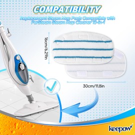 KEEPOW Steam Mop Pads Compatible with PurSteam ThermaPro 10-in-1 Steam Mop and ThermaPro 211 Steam Cleaner, Reusable Pur Steam Mop Replacement Pads for Multi-Surface Floor Cleaner (8 Pack)