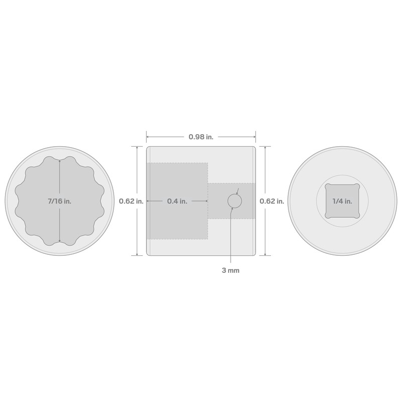 TEKTON 1/4 Inch Drive x 7/16 Inch 12-Point Impact Socket