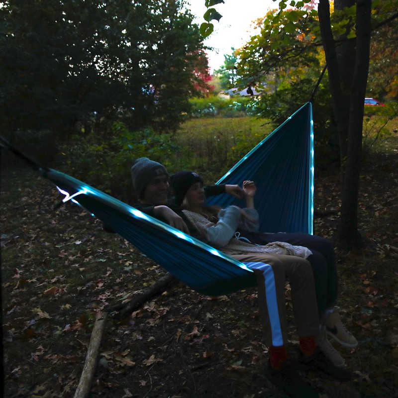 Equip Outdoors Portable Camping Illuminated Hammock, Hanging Kit Included, Two
