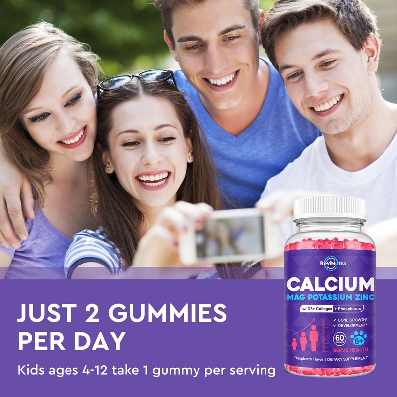 Calcium Potassium Magnesium Gummies for Kids & Adults, with Hydrolyzed