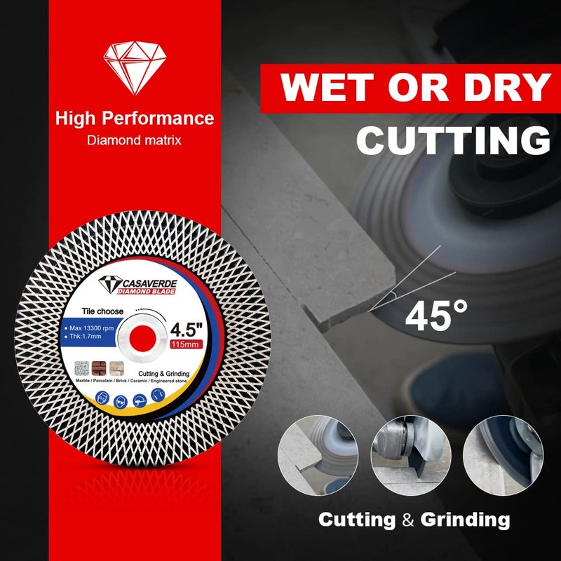 Csaverde 4.5" Super Tile Cutting and Grinding Blade with Removeable