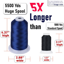 Simthread 5500Yds 40WT - Hilo de bordado - 100% poliéster, más de 170 colores vivos, certificado CPSC, alta velocidad (1000SPM) - Compatible con Brother, Singer, Janome y más, JadeS049