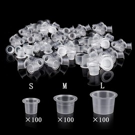 UPTATSUPPLY UPTATSUPPLY Tattoo Ink Cups 300Pcs Mixed Size Permanent Makeup Pigment Clear Holder Container Cap Tattoo Accessory