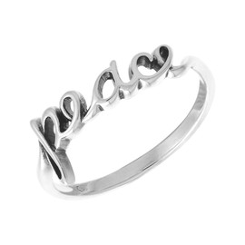 Boma Jewelry Sterling Silver Peace Script Ring, Size 7