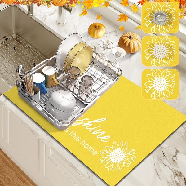 Findosom 12"x 20" Dish Drying Mat, Super Absorbent & Cuttable