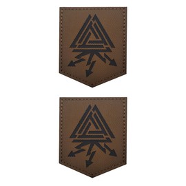 2 PCS AliPlus Viking Valknut Patches IR Infrared Reflective Patches Laser Cut Patches Tactical Morale Patch Hook and Loop(Brown)